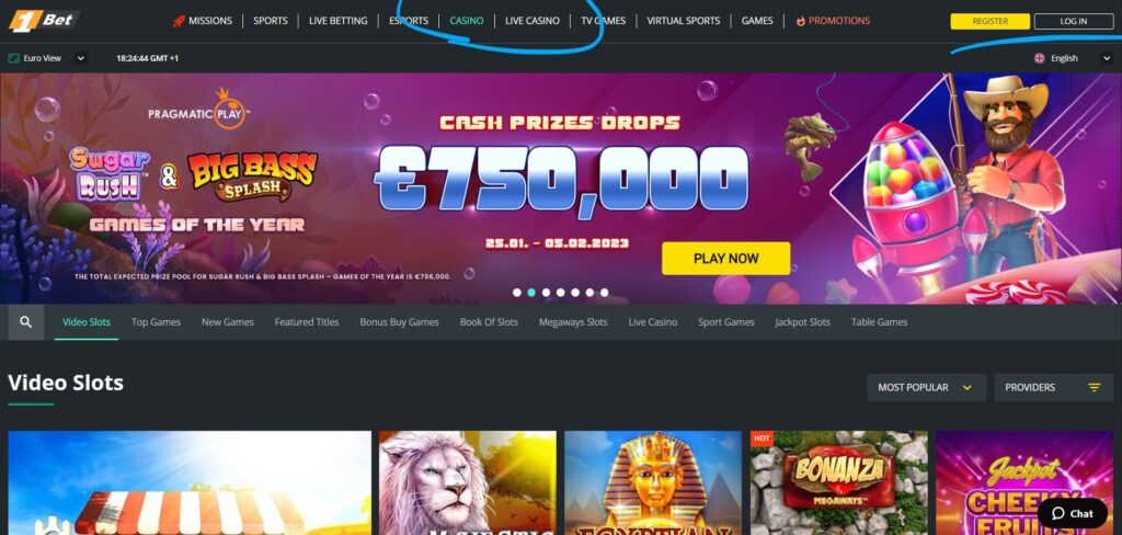 1bet Casino Hjemmside